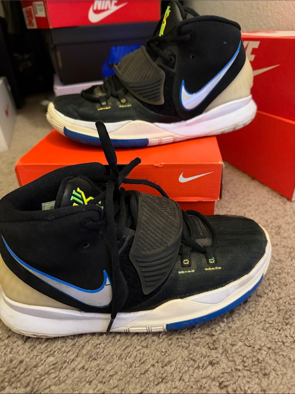 Nike Kyrie Black and Blue Youth Basketball Sneakers